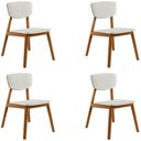 Ver imagem 1 de Kit 4 Cadeiras Decorativas Sala de Jantar Madeira Maciça Lang Linho Off White/Freijó - Gran Belo