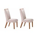 Ver imagem 3 de Conjunto Mesa Jantar Alvorada 6 Lugares Tampo MDF com Cadeiras Londrina Estofadas Imbuia-Bege 180cm