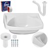 Pia Lavatório Banheiro 4,8L + Sifão Universal Branco + Fita Veda Rosca - 1