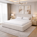Ver imagem 4 de Cama Queen Confortável P/ Quarto Luxuoso Cabeceira Estofada:linho Ocre