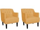 Ver imagem 1 de Kit 2 Poltronas Decorativa Alice Couro Amarelo Pés Madeira Ms Decor