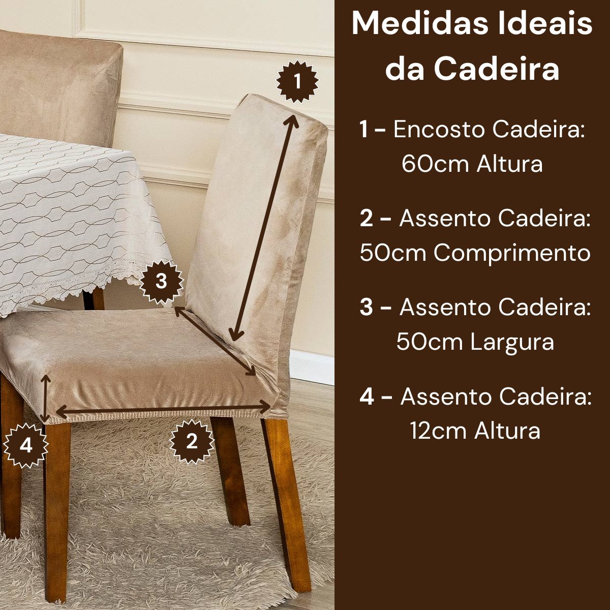 Kit Capas de Cadeira Jantar Lisa Splendore Ajustável com Elástico 04 Peças - Tecido Veludo Decoração - 4