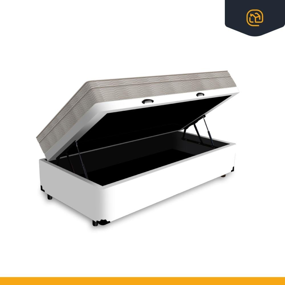Cama Box Baú Solteiro King + Colchão de Molas Ensacadas Ortobom Airtech ...