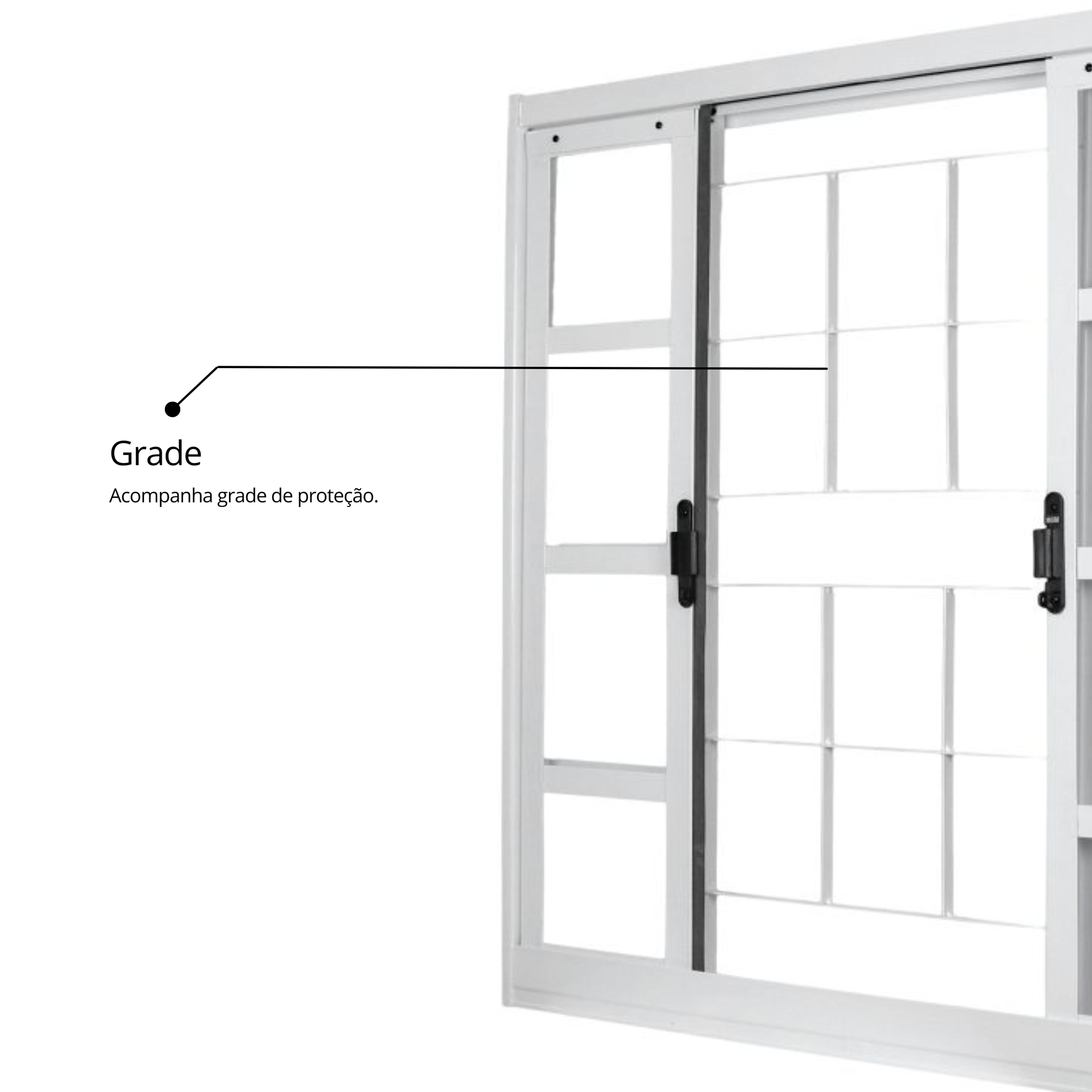Janela de Aço de Correr 100x120cm 4 Folhas com Grade Minas Sul MGM - 8