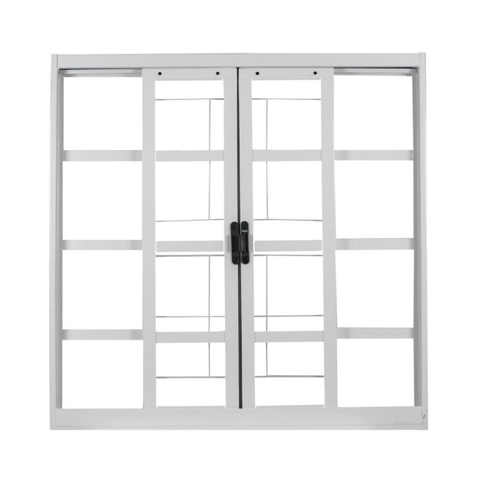 Janela de Aço de Correr 100x120cm 4 Folhas com Grade Minas Sul MGM Branco