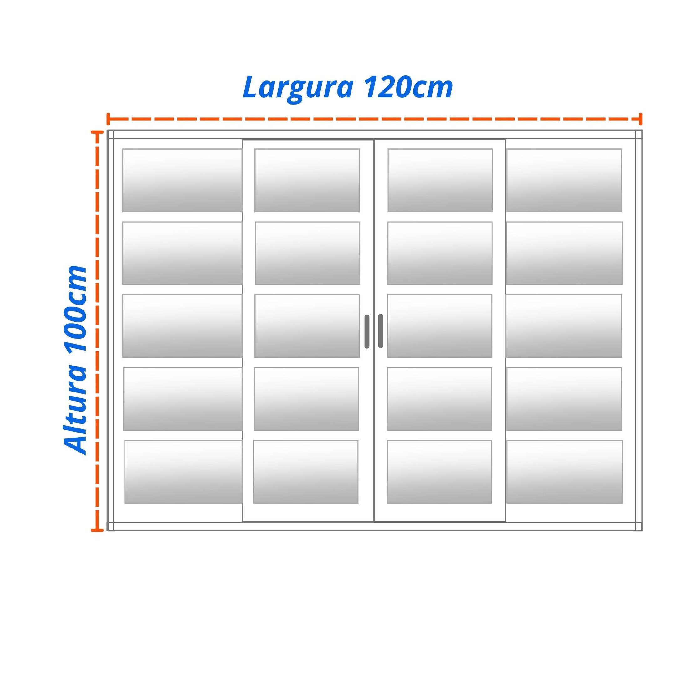 Janela de Aço de Correr 100x120cm 4 Folhas com Grade Minas Sul MGM - 10