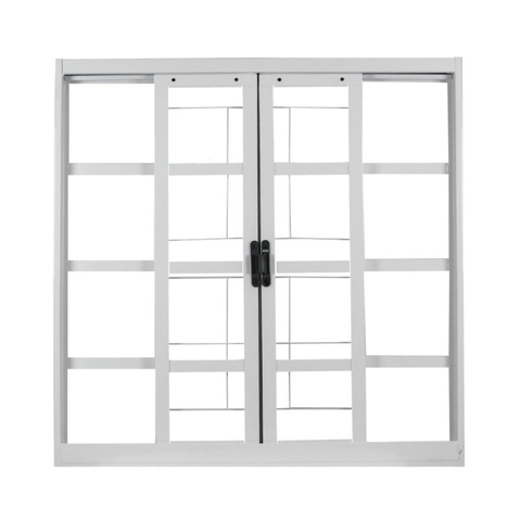 Janela de Aço de Correr 100x150cm 4 Folhas com Grade Minas Sul MGM Branco