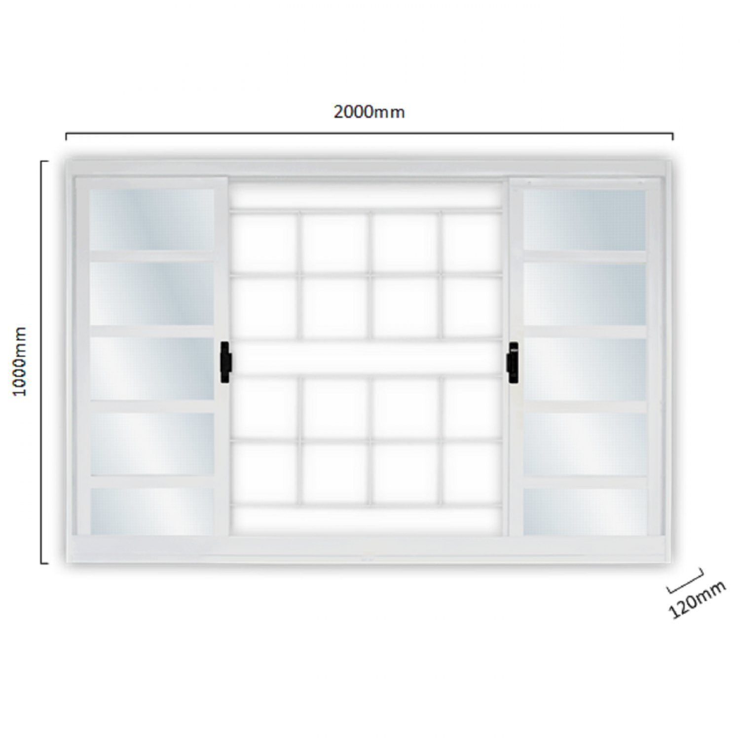 Janela de Aço de Correr 100x200cm 4 Folhas com Grade Minas Sul MGM - 2