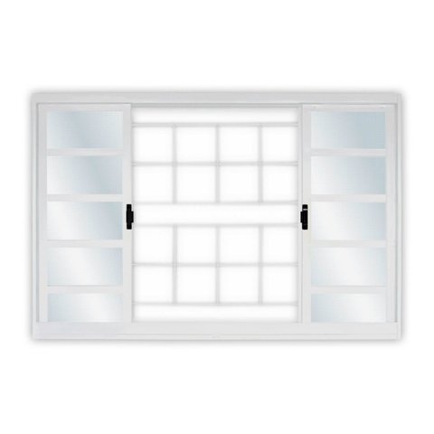 Janela de Aço de Correr 120x120cm 4 Folhas com Grade Minas Sul MGM Branco