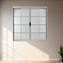 Ver imagem 1 de Janela de Aço de Correr 100x100cm 4 Folhas com Grade Minas Sul MGM Branco