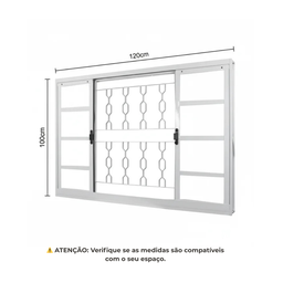 Janela de Aço de Correr 100x120cm 4 Folhas com Grade sem Vidro Minas Sul Mgm - 3