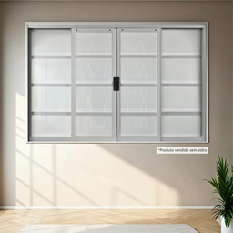 Janela de Aço de Correr 100x120cm 4 Folhas com Grade sem Vidro Minas Sul Mgm - 2