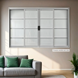 Janela de Aço de Correr 100x120cm 4 Folhas com Grade sem Vidro Minas Sul MGM - 2