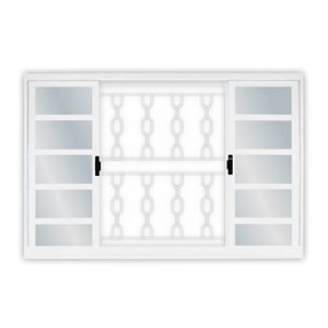 Janela de Aço de Correr 100x120cm 4 Folhas com Grade Minas Sul MGM