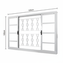 Ver imagem 3 de Janela de Aço de Correr 100x120cm 4 Folhas com Grade sem Vidro Minas Sul Mgm