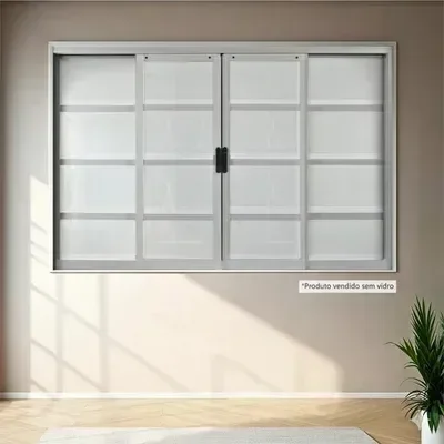 Janela de Aço de Correr 100x150cm 4 Folhas com Grade Minas Sul MGM - 2