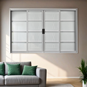 Ver imagem 1 de Janela de Aço de Correr 100x120cm 4 Folhas com Grade Minas Sul MGM Branco
