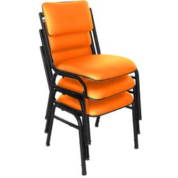 Kit com 3 Cadeiras para Auditórios Linha Hotel Smart Laranja - 1
