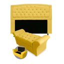 Ver imagem 1 de Kit Cabeceira Geovana + Calçadeira Baú Veneza King Size 195cm Suede - Renascer Decor:Amarelo
