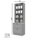 Ver imagem 2 de Cristaleira 71,5cm 2 Portas 2 Gavetas Americana Henn - Cinza/calcare