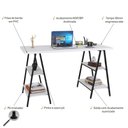 Ver imagem 3 de Mesa Escrivaninha Cavalete 135cm Estilo Industrial Prisma C08 Branco Chess/Preto - Mpozenato