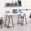 Ver imagem 2 de Mesa Escrivaninha Cavalete 135cm Estilo Industrial Prisma C08 Branco Chess/Preto - Mpozenato