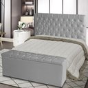 Ver imagem 2 de Kit de Quarto Cabeceira de Cama Box e Calçadeira Baú Estrela Casal Queen 160 Cm Suede Botão