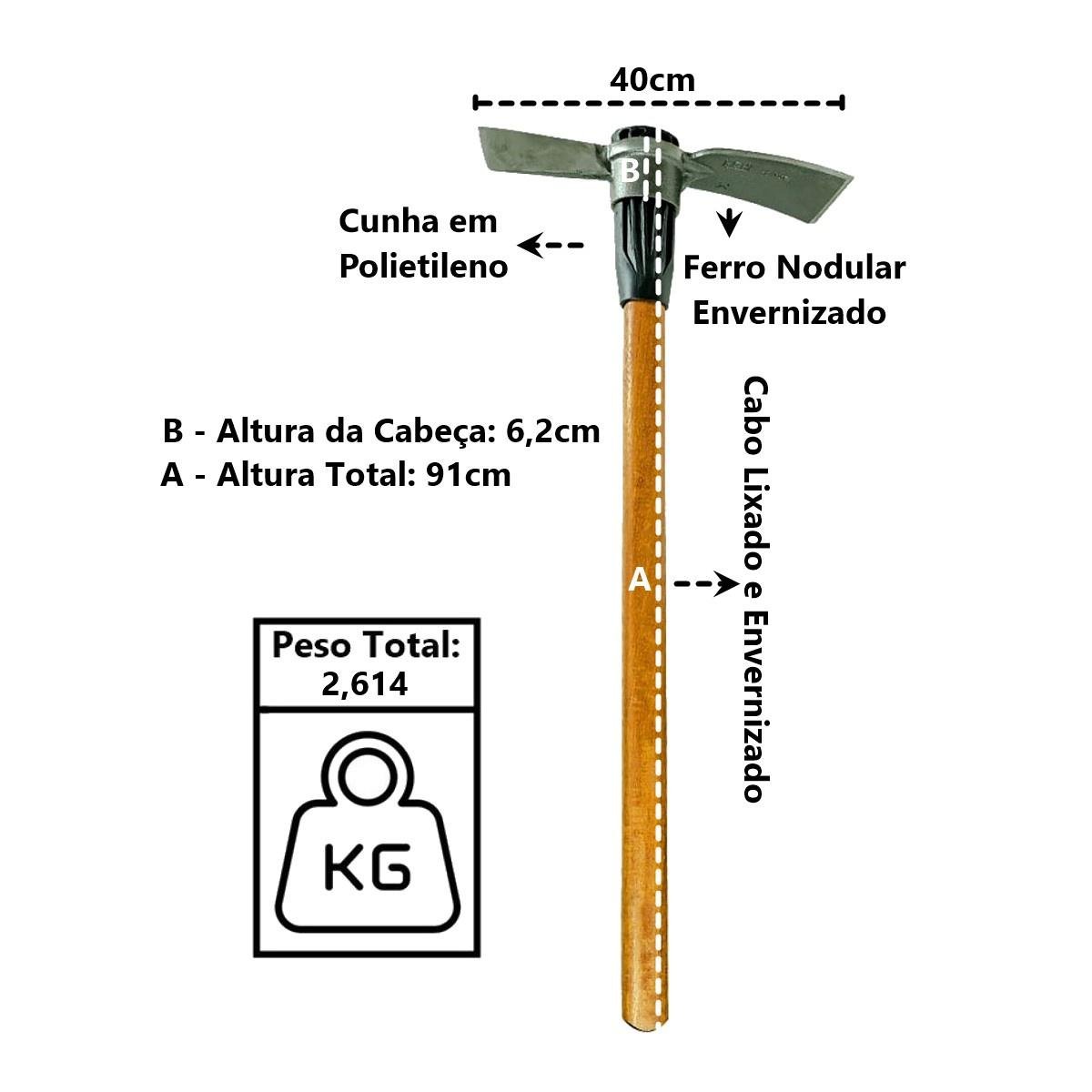 Picareta Chibanca Premium Cabo Envernizado Cunha Polietileno Minasul - 5