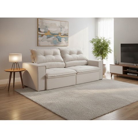 Sofá Luna 4 Lugares Retrátil Reclinável Veludo Luxo 2,00m