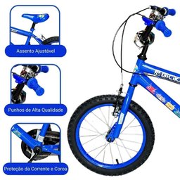 Bicicleta Infantil Menino Aro 16 com Rodinhas Freio V-brake Bicikids Azul Escuro - 2