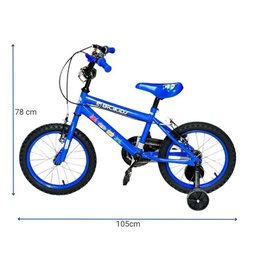 Bicicleta Infantil Menino Aro 16 com Rodinhas Freio V-brake Bicikids Azul Escuro - 4