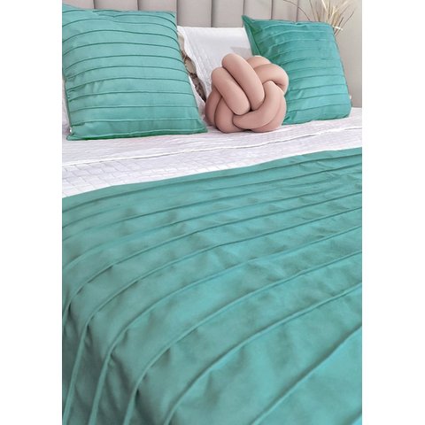 Peseira Drapeada Line Dupla Face em Veludo Cama Casal Cor:tiffany