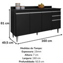 Ver imagem 3 de Balcao com Tampo 4 Portas 2 Gavetas 160 Cm Bp Lorena Eratto Moveis - Preto