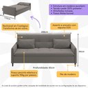 Ver imagem 3 de Sofá Cama Reclinável 3 Lugares e Almofadas Inclusas Multimóveis Cr45239