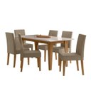 Ver imagem 2 de Conjunto Mesa de Jantar Liz 160cm 6 Cadeiras Jade Revestidas em Suede Cavalho/Bege/Off White Yescasa