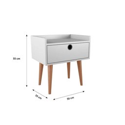 Mesa de Cabeceira- Criado - Mobi - 1 Gav. - Branco - 3