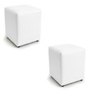 Ver imagem 3 de Puff Sala Decorativo Quadrado Kit 2 Lucca Base Fixa Sintético Branco G02 - D’Rossi