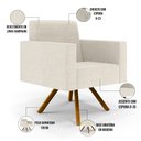 Ver imagem 5 de Kit 02 Poltronas Decorativa Giratória Para Sala Base de Madeira Helô L02 Linho Champagne -Lyam