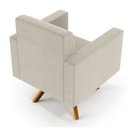 Ver imagem 2 de Kit 02 Poltronas Decorativa Giratória Para Sala Base de Madeira Helô L02 Linho Champagne -Lyam