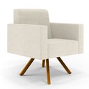 Ver imagem 7 de Kit 02 Poltronas Decorativa Giratória Para Sala Base de Madeira Helô L02 Linho Champagne -Lyam
