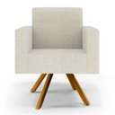 Ver imagem 4 de Kit 02 Poltronas Decorativa Giratória Para Sala Base de Madeira Helô L02 Linho Champagne -Lyam