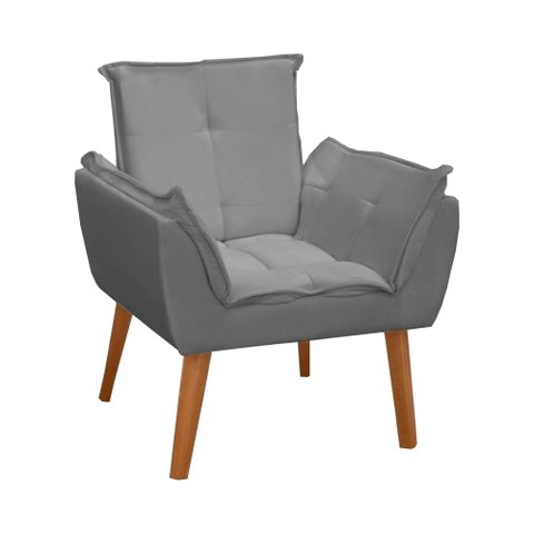 Poltrona Opala Plus Recepção Tecido Sued - Lm Decor Ladecor Estofados Cinza