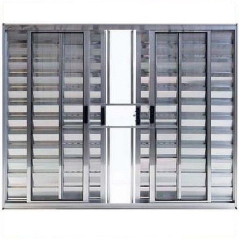 Janela Veneziana 6 Folhas Alumínio Brilhante 1.20 x 1.50 Modular com Grade