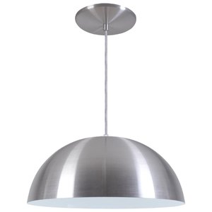 Pendente Meia Lua 50cm Luminária Alumínio Escovado/branco Brilhante