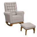 Ver imagem 1 de Poltrona Amamentação Balanço Capitone com Puff Verona Linho Bege - Mirra Decor