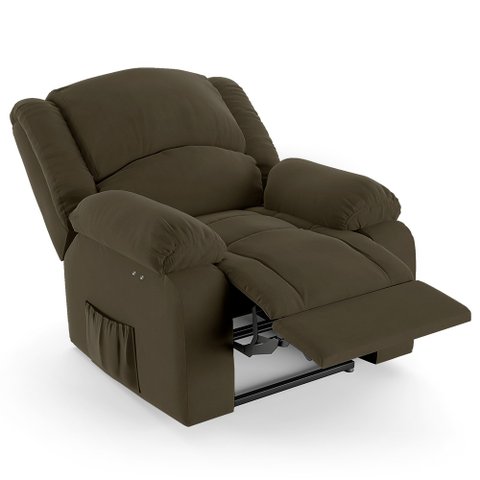 Poltrona do Papai Reclinável Pietra Power Touch Massagem Fh9 Veludo Capuccino - Mpozenato