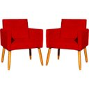 Ver imagem 1 de Kit 2 Poltronas Decorativa para Sala Nina Suede Cores Pé Palito 30cm Castanho