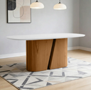 Ver imagem 1 de Mesa de Jantar 8 Lugares Retangular Orgânico com Vidro 200cm Salieri N01 Cinamomo Off White - Lyam