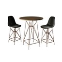 Ver imagem 1 de Jogo Mesa Bistrô Eames Tampo Amêndoa 60Cm 2 Banquetas Preta Base Ferro Cobre - Cor: Amendoa