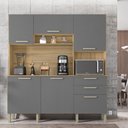 Ver imagem 1 de Armario de Cozinha Compacta 6 Portas 2 Gavetas Italia - Freijó/gris